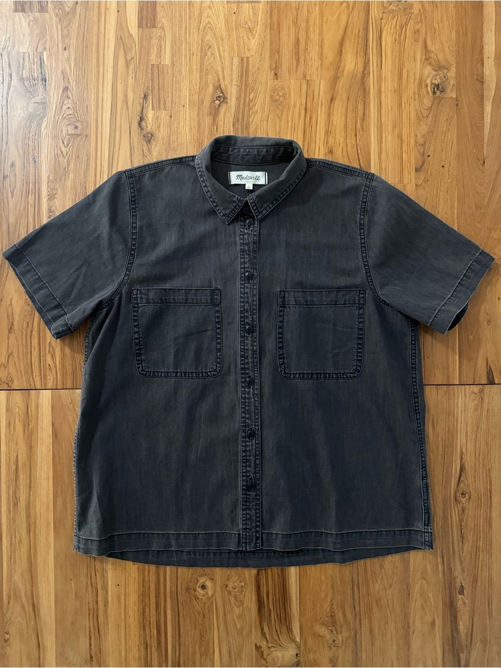 Madewell Washed Black Denim Short Sleeve Button Up Shirt Size M Unworn